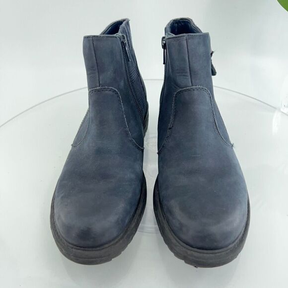 Earth Women's Jordan Boots Size 6 Block Heel Blue Leather Comfy Zip Up - Picture 4 of 15